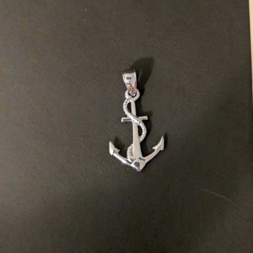 White gold anchor charm